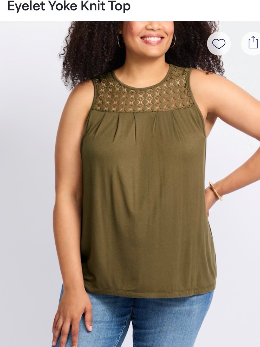Eyelet Green Knit Tank